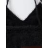 imageSHENHE Womens V Neck Spaghetti Strap Furry Cute Top Fluffy Knit Crop Cami Top TankBlack