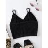 imageSHENHE Womens V Neck Spaghetti Strap Furry Cute Top Fluffy Knit Crop Cami Top TankBlack