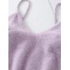 imageSHENHE Womens V Neck Spaghetti Strap Furry Cute Top Fluffy Knit Crop Cami Top TankMauve Purple