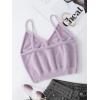 imageSHENHE Womens V Neck Spaghetti Strap Furry Cute Top Fluffy Knit Crop Cami Top TankMauve Purple