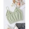 imageSHENHE Womens V Neck Spaghetti Strap Furry Cute Top Fluffy Knit Crop Cami Top TankMint Green