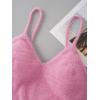 imageSHENHE Womens V Neck Spaghetti Strap Furry Cute Top Fluffy Knit Crop Cami Top TankPink