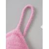 imageSHENHE Womens V Neck Spaghetti Strap Furry Cute Top Fluffy Knit Crop Cami Top TankPink
