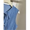 imageSHENHE Womens Y2k Tie Front Denim Vest V Neck Ruffle Hem Sleeveless Peplum Jean Top ShirtBlue