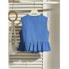 imageSHENHE Womens Y2k Tie Front Denim Vest V Neck Ruffle Hem Sleeveless Peplum Jean Top ShirtBlue