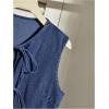 imageSHENHE Womens Y2k Tie Front Denim Vest V Neck Ruffle Hem Sleeveless Peplum Jean Top ShirtDark Wash Blue