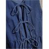 imageSHENHE Womens Y2k Tie Front Denim Vest V Neck Ruffle Hem Sleeveless Peplum Jean Top ShirtDark Wash Blue
