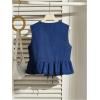 imageSHENHE Womens Y2k Tie Front Denim Vest V Neck Ruffle Hem Sleeveless Peplum Jean Top ShirtDark Wash Blue