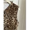 imageSHENHE Womens Y2k Tie Front Denim Vest V Neck Ruffle Hem Sleeveless Peplum Jean Top ShirtLeopard Brown
