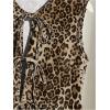 imageSHENHE Womens Y2k Tie Front Denim Vest V Neck Ruffle Hem Sleeveless Peplum Jean Top ShirtLeopard Brown
