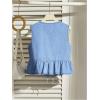 imageSHENHE Womens Y2k Tie Front Denim Vest V Neck Ruffle Hem Sleeveless Peplum Jean Top ShirtLight Wash Blue