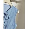 imageSHENHE Womens Y2k Tie Front Denim Vest V Neck Ruffle Hem Sleeveless Peplum Jean Top ShirtLight Wash Blue