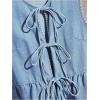 imageSHENHE Womens Y2k Tie Front Denim Vest V Neck Ruffle Hem Sleeveless Peplum Jean Top ShirtLight Wash Blue