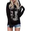 imageSHENHE Womens Criss Graphic Hooded Neck Long Sleeve T Shirt Goth Grunge Tees StreetwearBlack