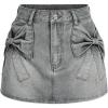 imageSHENHE Womens Denim Mini Skirt Bowknot Straight Jean Skirt Summer Cute Mini SkirtsGrey