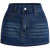 imageSHENHE Womens Denim Mini Skirt Low Rise Button Zip Fly Casual Y2k Mini Jean SkirtBlue B