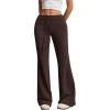 imageSHENHE Womens Drawstring Waist Bell Bottom Flare Leg Sweatpants Sports Causal PantsBrown