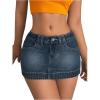 imageSHENHE Womens Low Rise Denim Mini Skirt Sexy Bodycon Jean Skirt with PocketsDark Wash