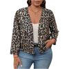 imageSHENHE Womens Plus Size Open Front Leopard Print Jacket Lightweight Dressy Jacket OutwearBlack Brown