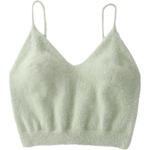 imageSHENHE Womens V Neck Spaghetti Strap Furry Cute Top Fluffy Knit Crop Cami Top TankMint Green