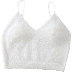 imageSHENHE Womens V Neck Spaghetti Strap Furry Cute Top Fluffy Knit Crop Cami Top TankWhite