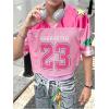 imageSHENHE Mens Graphic Football Jersey Short Sleeve Number Print Y2k Crop Tee Jersey TopPink