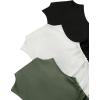 imageSHENHE Womens 3 Pieces Ribbed Knit Mock Neck Ruched Fitted Basic Crop Tank Top Green Black White Medium