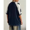 imageSHENHE Womens Color Block Oversized Football Jersey Mesh Number Print Short Sleeve Tee TopBlue