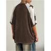 imageSHENHE Womens Color Block Oversized Football Jersey Mesh Number Print Short Sleeve Tee TopCoffee Brown