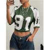 imageSHENHE Womens Color Block Oversized Football Jersey Mesh Number Print Short Sleeve Tee TopGreen