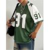 imageSHENHE Womens Color Block Oversized Football Jersey Mesh Number Print Short Sleeve Tee TopGreen