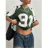 imageSHENHE Womens Color Block Oversized Football Jersey Mesh Number Print Short Sleeve Tee TopGreen