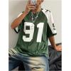 imageSHENHE Womens Color Block Oversized Football Jersey Mesh Number Print Short Sleeve Tee TopGreen