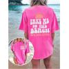imageSHENHE Womens Crew Neck Sun Print Oversized Graphic Short Sleeve Beach Tshirt Summer TopHot Pink
