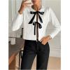 imageSHENHE Womens Cropped Cable Knit Cardigan Tie Front Bow Sweater Crewneck Y2k SweatersWhite