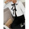 imageSHENHE Womens Cropped Cable Knit Cardigan Tie Front Bow Sweater Crewneck Y2k SweatersWhite