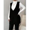 imageSHENHE Womens Deep V Neck Long Sweater Vest Casual Loose Knit Tunic Pullover with PocketsBlack