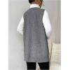 imageSHENHE Womens Deep V Neck Long Sweater Vest Casual Loose Knit Tunic Pullover with PocketsGrey