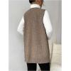 imageSHENHE Womens Deep V Neck Long Sweater Vest Casual Loose Knit Tunic Pullover with PocketsKhaki