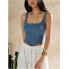 imageSHENHE Womens Denim Tank Top Sleeveless Square Neck Backless Slim Fit Y2k Crop TopBlue
