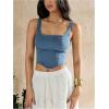 imageSHENHE Womens Denim Tank Top Sleeveless Square Neck Backless Slim Fit Y2k Crop TopBlue