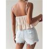 imageSHENHE Womens Floral Crochet Ruffled Sleeveless Cami Tank Top Boho Summer Peplum TopBeige