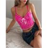 imageSHENHE Womens Lace Floral V Neck Camisole Y2k Spaghetti Strap Sleeveless Slim Fit Crop Cami TopPink