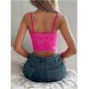 imageSHENHE Womens Lace Floral V Neck Camisole Y2k Spaghetti Strap Sleeveless Slim Fit Crop Cami TopPink