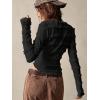 imageSHENHE Womens Lace Shirt V Neck Button Down Blouse Long Sleeve Frilly TopBlack