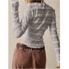 imageSHENHE Womens Lace Shirt V Neck Button Down Blouse Long Sleeve Frilly TopGrey