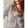 imageSHENHE Womens Lace Shirt V Neck Button Down Blouse Long Sleeve Frilly TopGrey