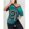 imageSHENHE Womens Mesh Football Jersey Graphic V Neck Short Sleeve Y2k Jersey Shirt Tee TopDark Green