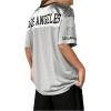 imageSHENHE Womens Mesh Football Jersey Graphic V Neck Short Sleeve Y2k Jersey Shirt Tee TopGrey