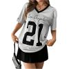 imageSHENHE Womens Mesh Football Jersey Graphic V Neck Short Sleeve Y2k Jersey Shirt Tee TopGrey